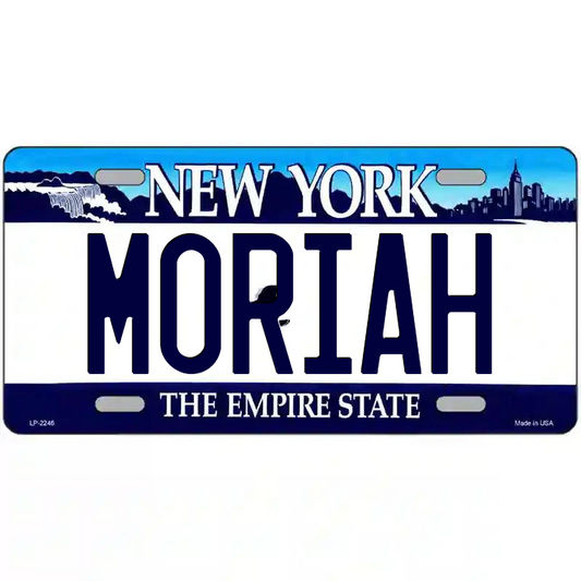 Moriah New York Blue Metal Sign
