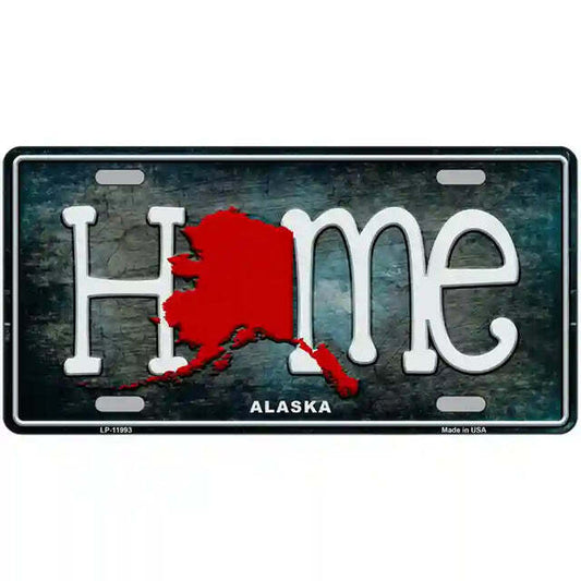 Alaska State Outline Home Metal Sign