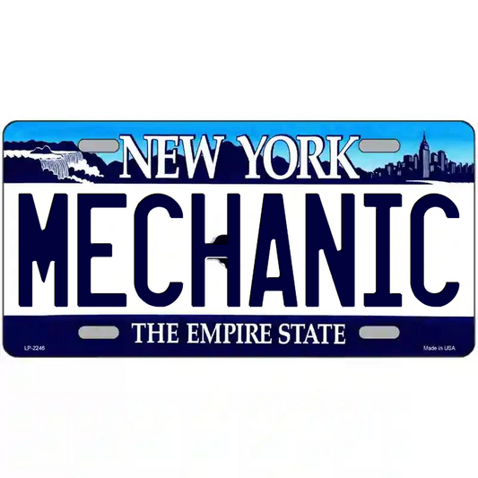 Mechanic New York Blue Metal Sign