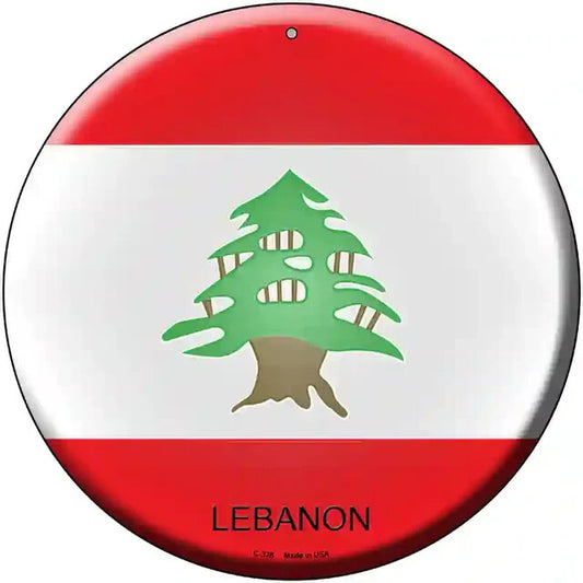Lebanon Flag 12" Circle Metal Sign