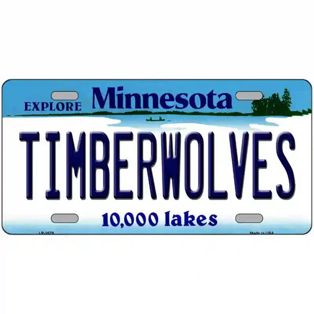Timberwolves Minnesota Metal Sign