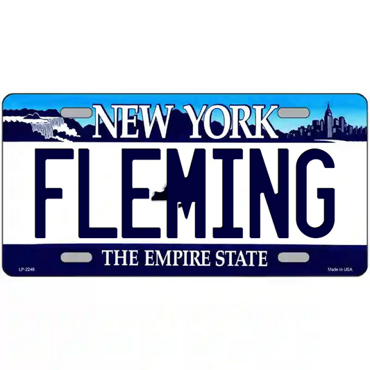 Fleming New York Blue Metal Sign