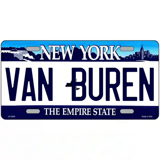 Van Buren New York Blue Metal Sign