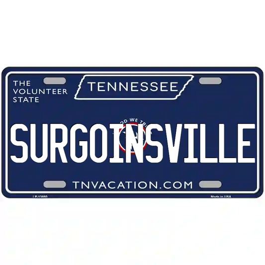 Surgoinsville Tennessee Blue Metal Sign