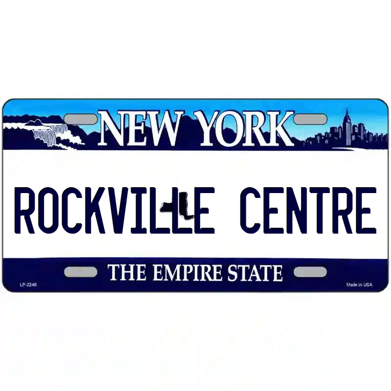 Rockville Centre New York Blue Metal Sign