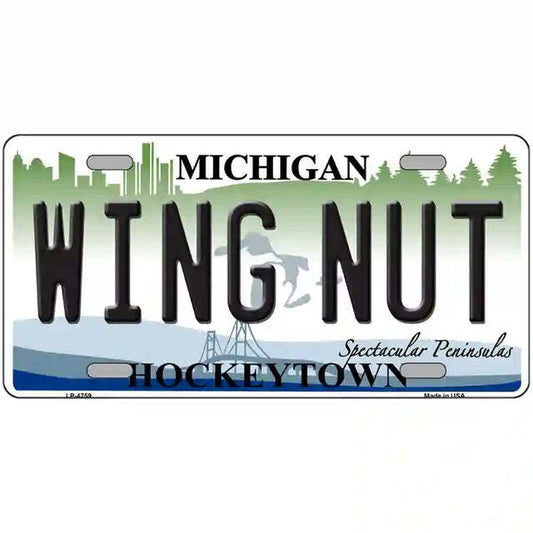 Wing Nut Hockeytown Michigan Metal Sign