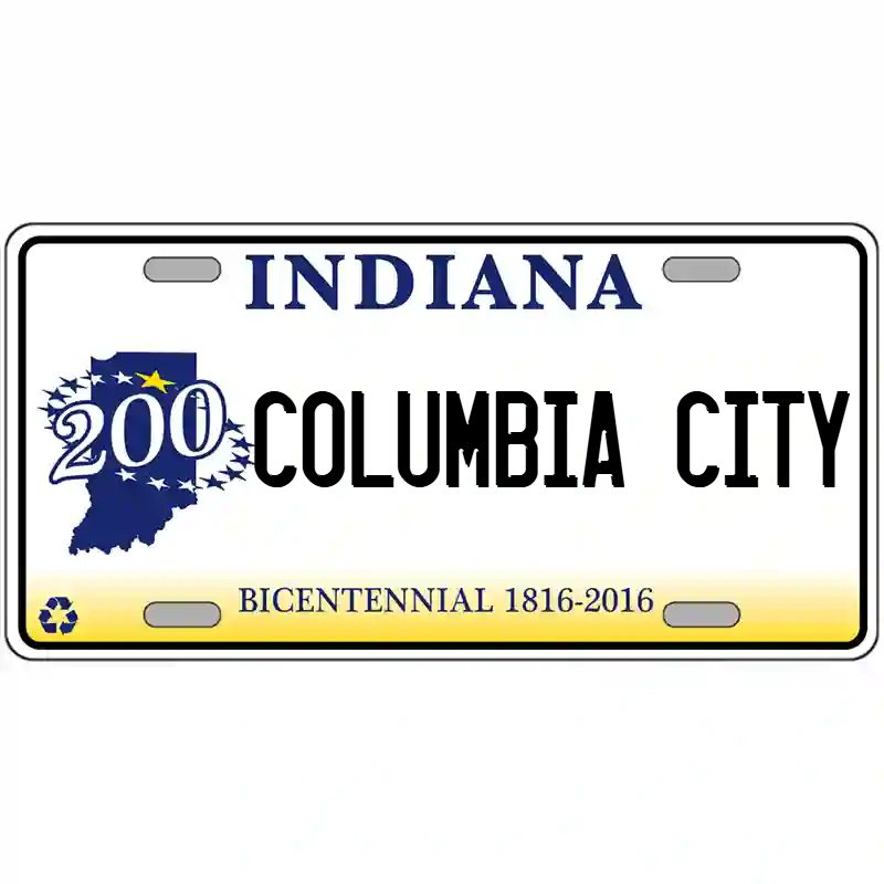Columbia City Indiana Bicentennial Metal Sign