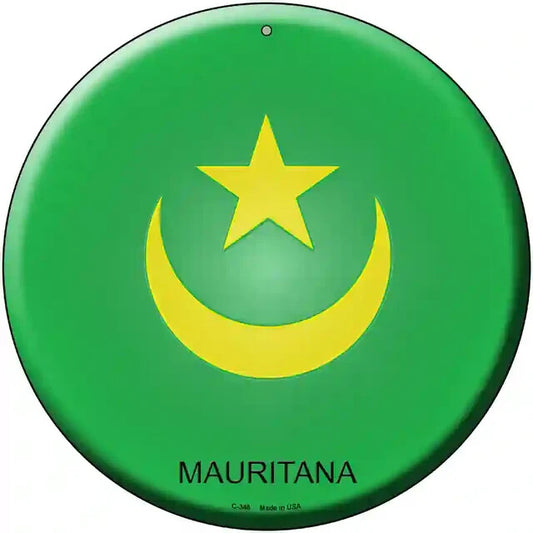Mauritana Flag 12" Circle Metal Sign