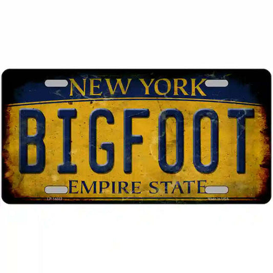 Bigfoot Rusty Look New York Metal Sign