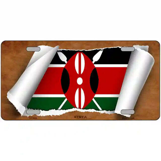 Kenya Scroll Flag Metal Sign