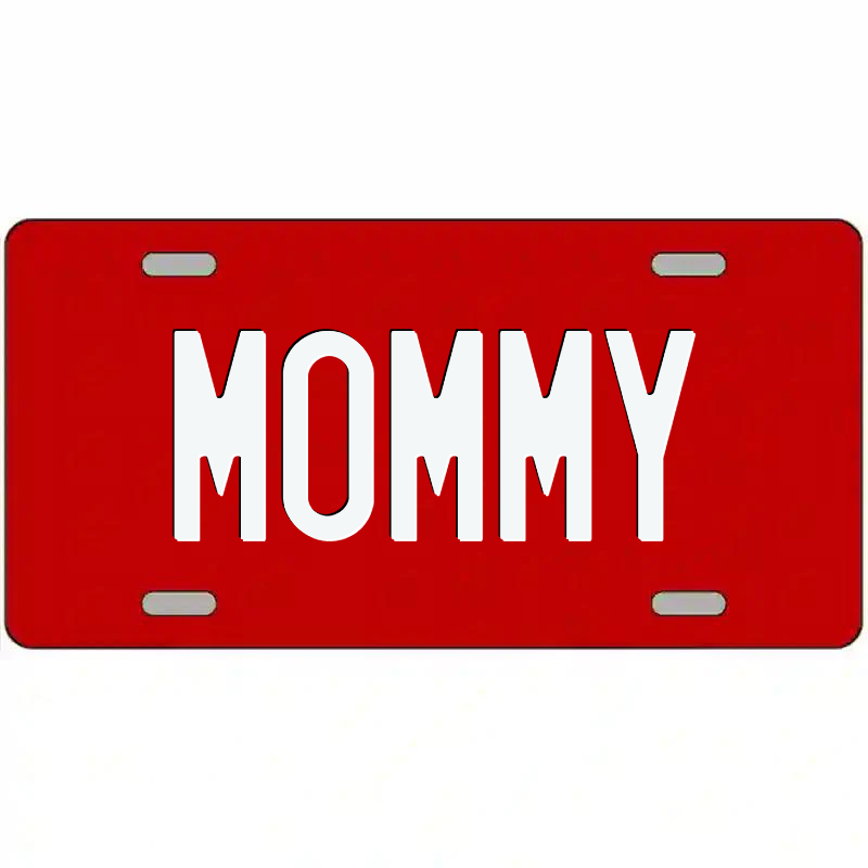 Mommy White on Red Metal Sign