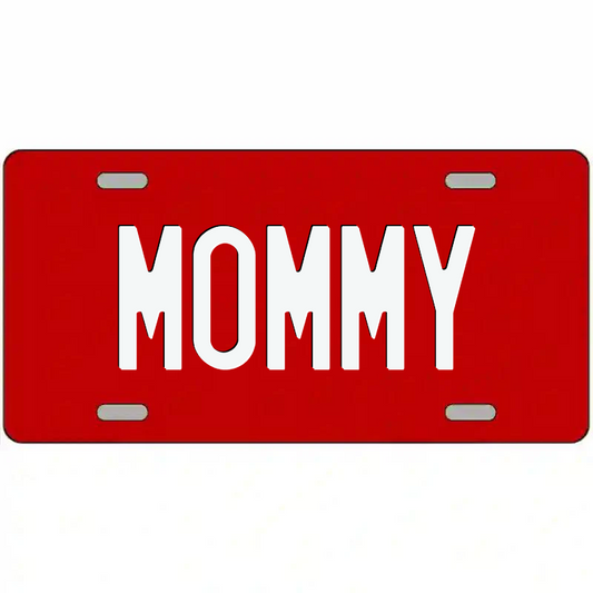 Mommy White on Red Metal Sign