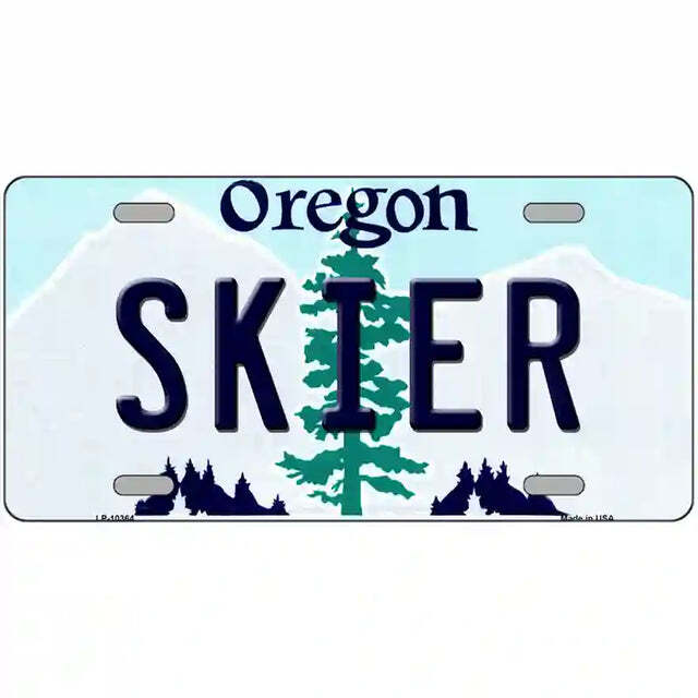 Skier Oregon Metal Sign