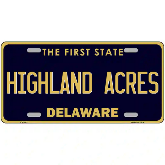 Highland Acres Delaware Metal Sign