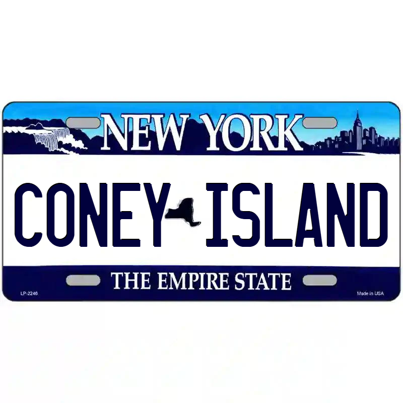 Coney Island New York Blue Metal Sign