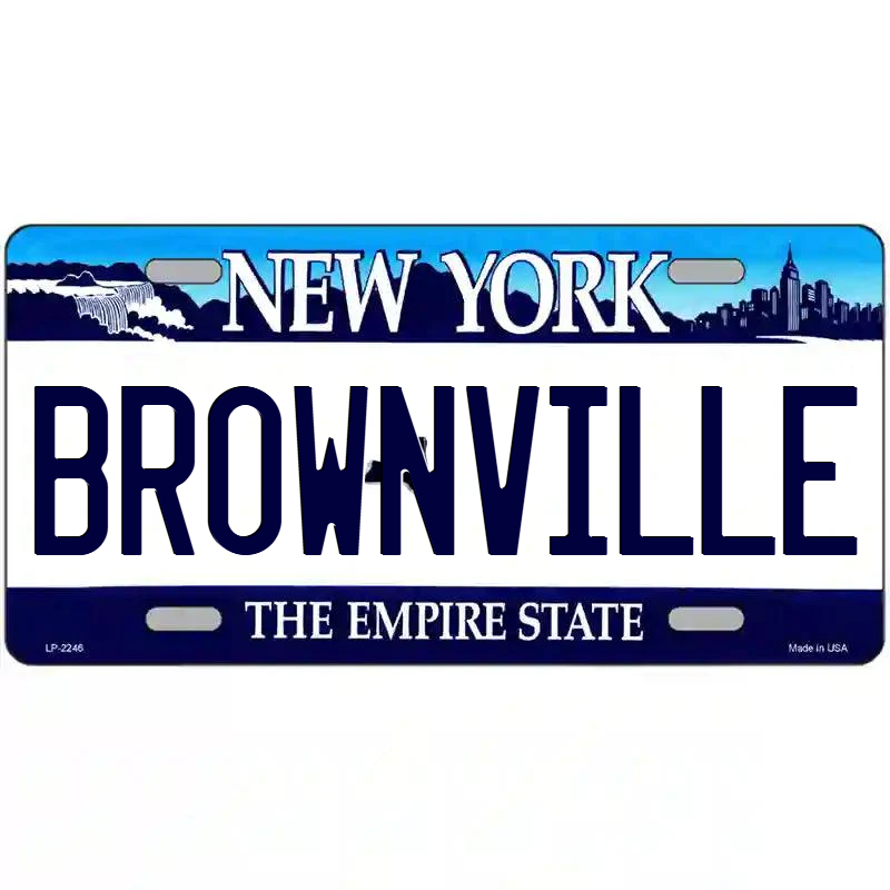 Brownville New York Blue Metal Sign
