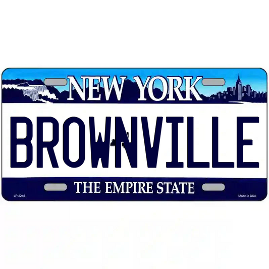 Brownville New York Blue Metal Sign
