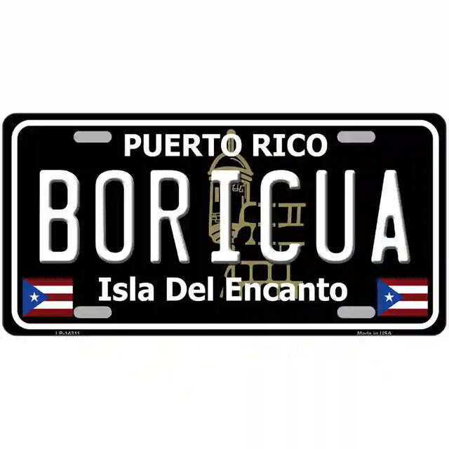 Boricua Puerto Rico Black Metal Sign