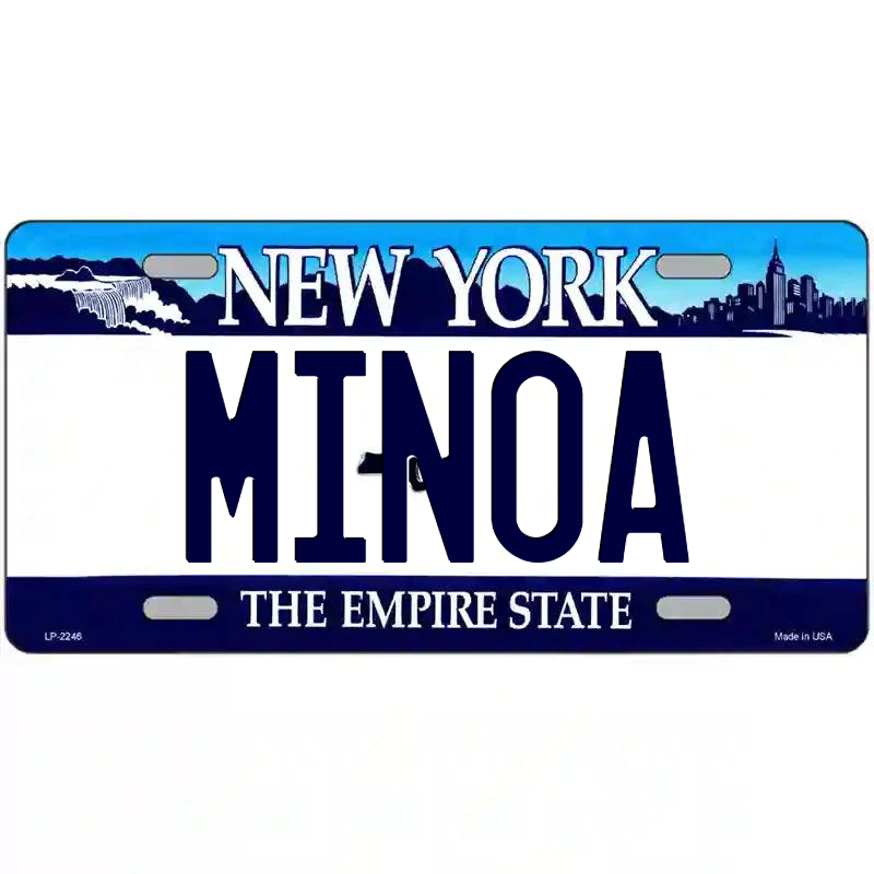 Minoa New York Blue Metal Sign