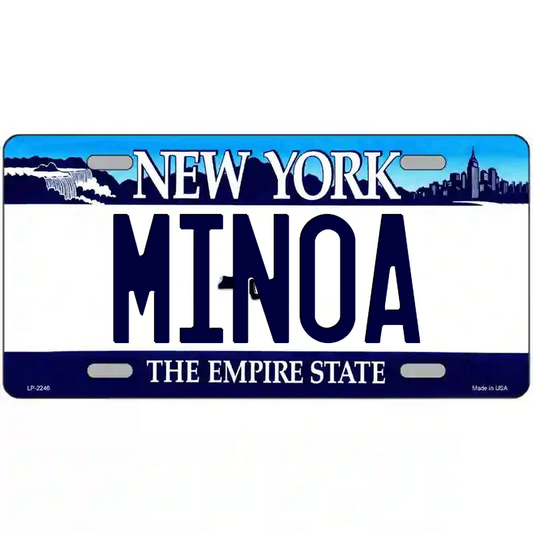 Minoa New York Blue Metal Sign