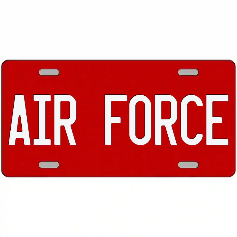 Air Force White on Red Metal Sign