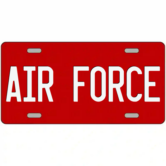 Air Force White on Red Metal Sign