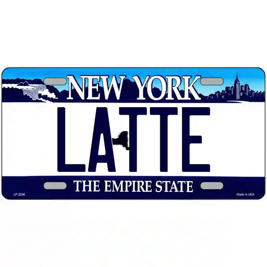 Latte New York Blue Metal Sign