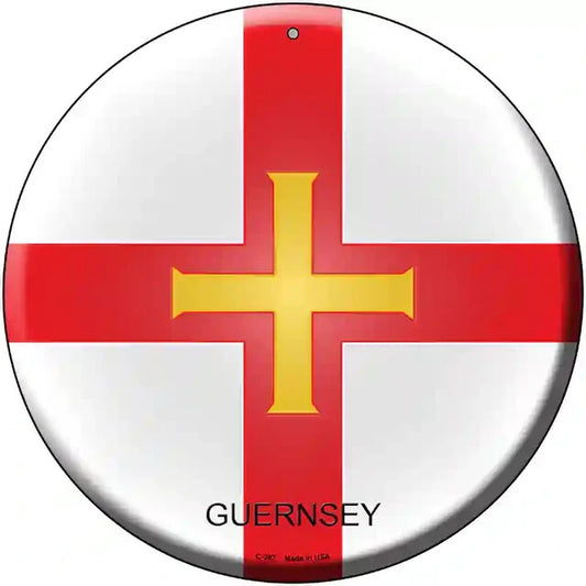 Guernsey Flag 12" Circle Metal Sign