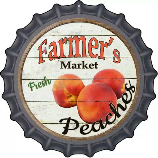 Fresh Peaches Farmer's Market Bottle Cap Metal Sign