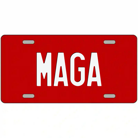 MAGA White on Red Metal Sign