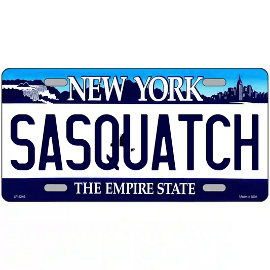 Sasquatch New York Blue Metal Sign