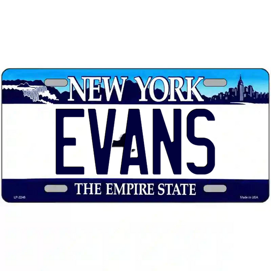 Evans New York Blue Metal Sign