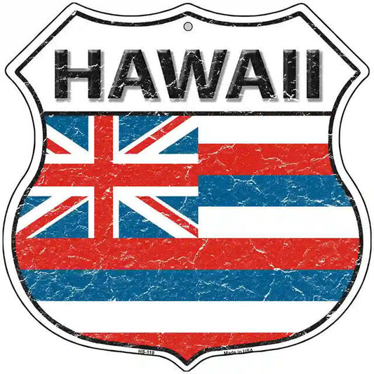 Hawaii Flag Highway Shield Metal Sign