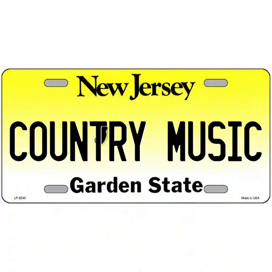 Country Music New Jersey Metal Sign