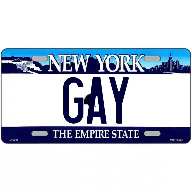 Gay New York Blue Metal Sign