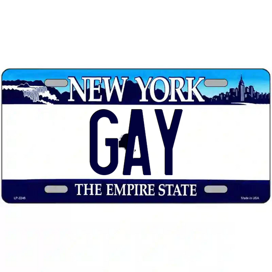 Gay New York Blue Metal Sign