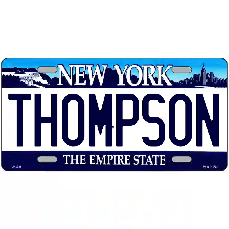Thompson New York Blue Metal Sign