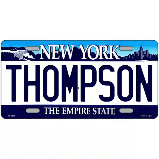 Thompson New York Blue Metal Sign
