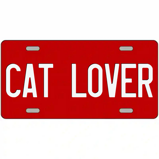 Cat Lover White on Red Metal Sign