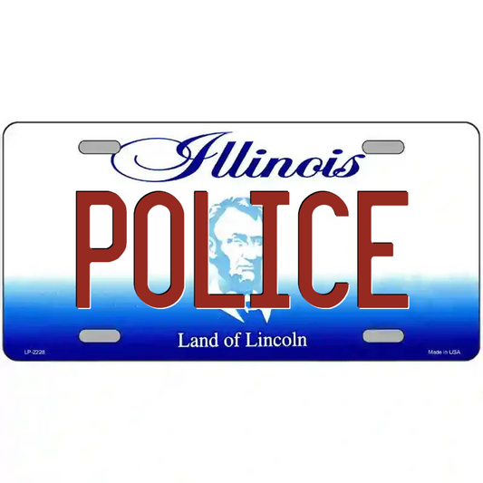 Police Illinois Metal Sign