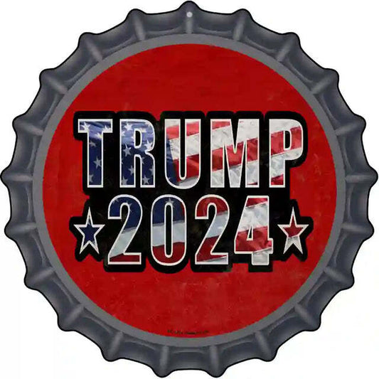 Trump 2024 American Flag Bottle Cap Metal Sign