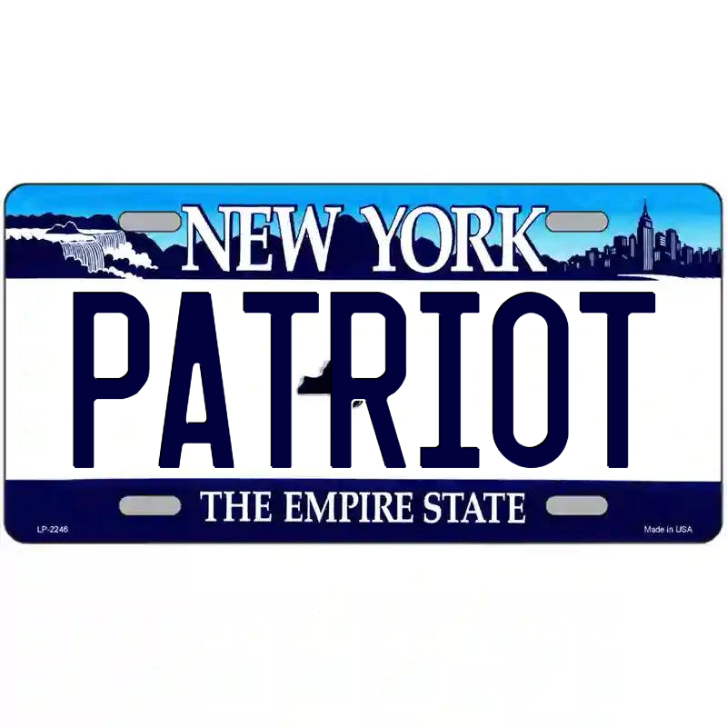 Patriot New York Blue Metal Sign