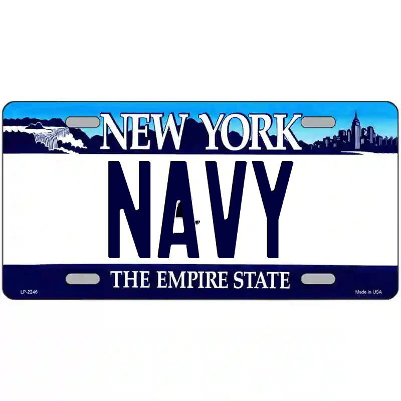 Navy New York Blue Metal Sign