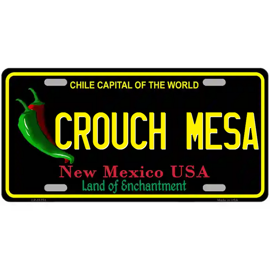 Crouch Mesa New Mexico Black Metal Sign
