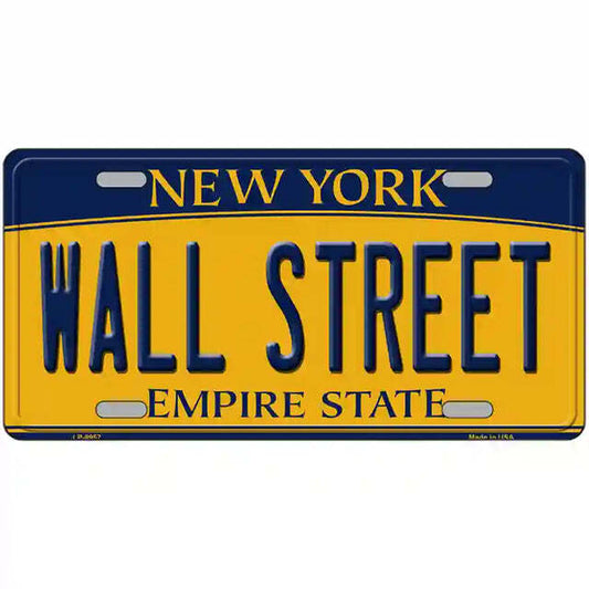 Wall Street New York Yellow Metal Sign