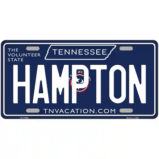 Hampton Tennessee Blue Metal Sign