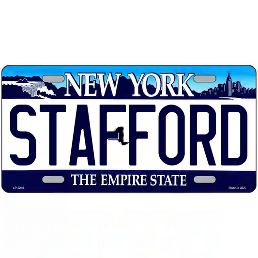 Stafford New York Blue Metal Sign