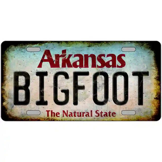 Bigfoot Rusty Look Arkansas Metal Sign