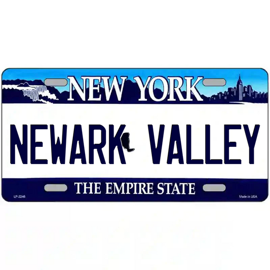Newark Valley New York Blue Metal Sign