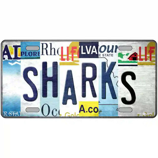 Sharks Strip Art Metal Sign